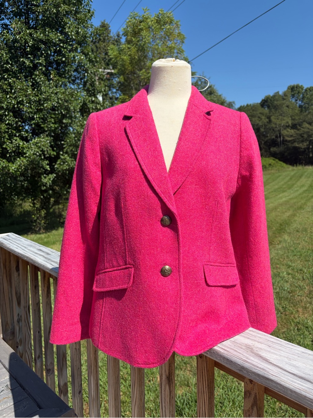 Talbots Aberdeen 48% Wool Blazer Jacket Pink Magenta Printed Lining Sz 10p